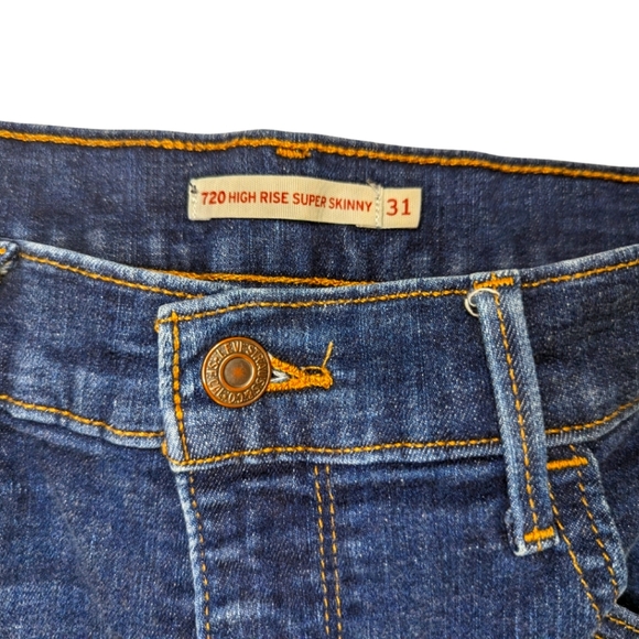 Levi's 👖 720 High Rise Super Skinny Jeans Size 31x30 Dark Wash - Picture 7 of 14